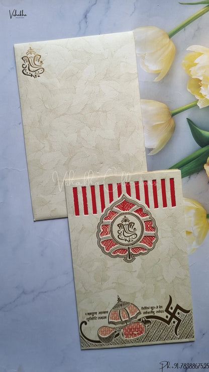 Ganesh Ji Hindu Jain wedding invitation Cards SCH-UN003