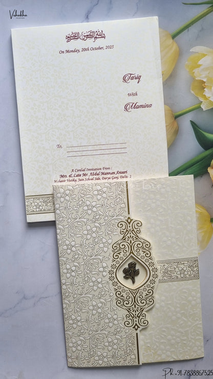 Flower Hindu Muslim Christian Jain Sikh wedding invitation Cards SCH-UN006