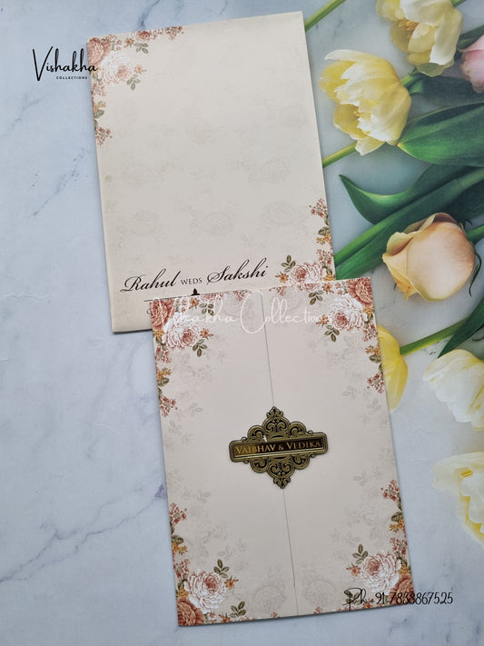 Flower Double Door Hindu Muslim Christian Sikh light purple Colored invitation Cards SK-3412