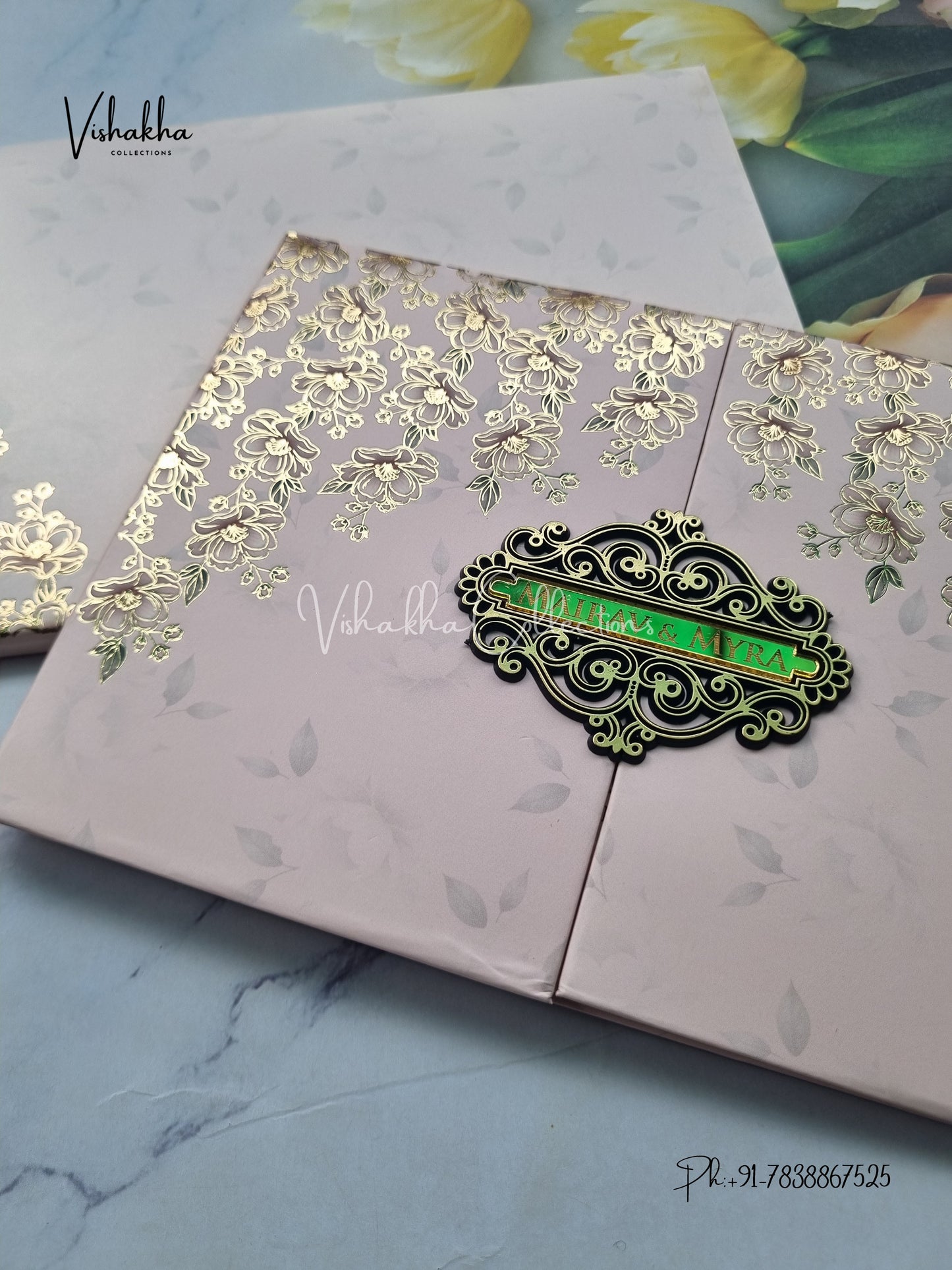 Semi Box Hathi Double Door Hindu Muslim Christian Sikh pink Colored invitation Cards SK-3509