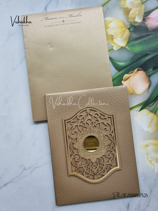 Semi Box Hindu Muslim Christian Sikh Padded brown Colored invitation Cards SK-3541