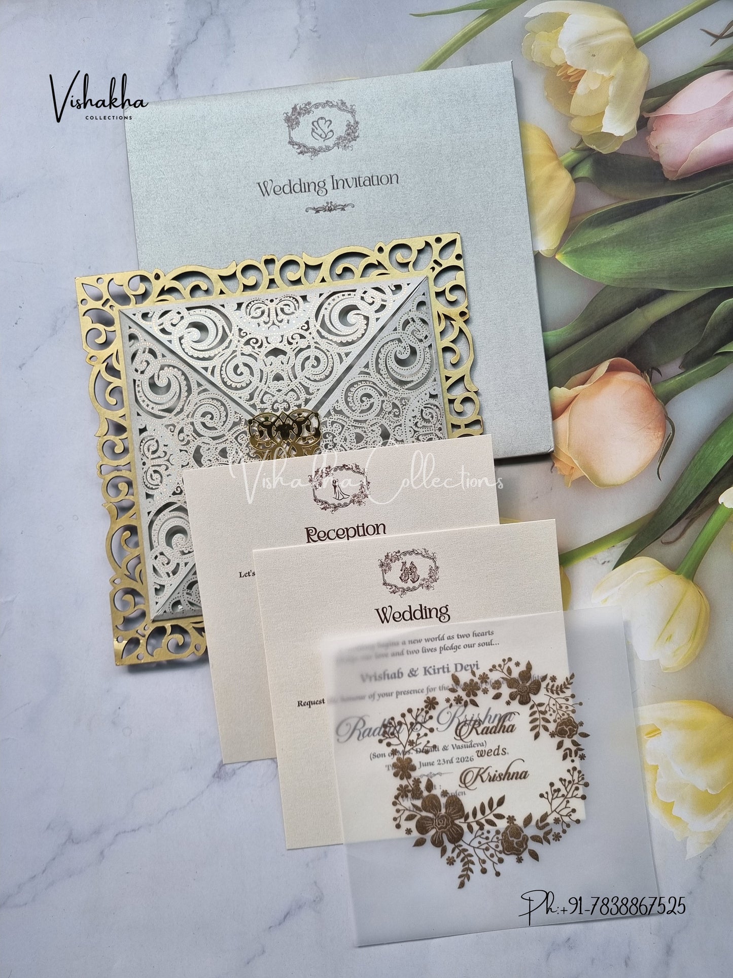 Semi Box Hindu Muslim Christian Sikh MDF Board Laser Cut Laser Cut Colored invitation Cards SN-112