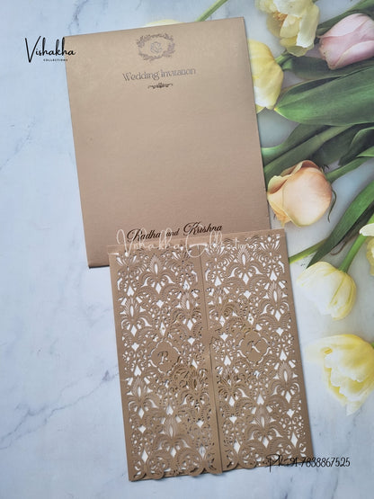 Semi Box Hindu Muslim Christian Sikh Laser Cut Colored invitation Cards SN-114