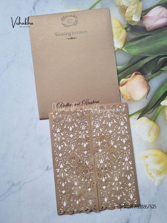 Semi Box Hindu Muslim Christian Sikh Laser Cut Colored invitation Cards SN-114