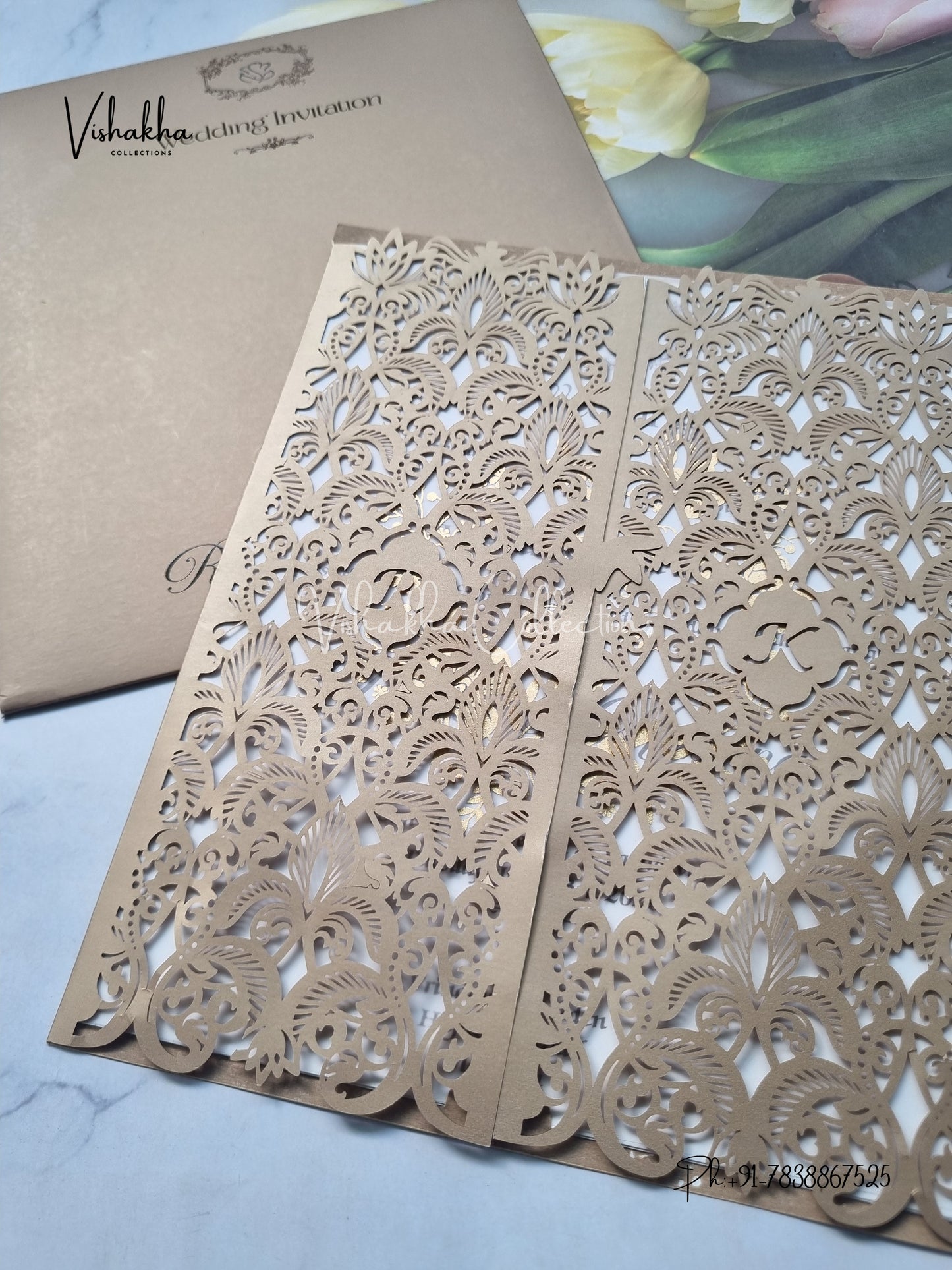 Semi Box Hindu Muslim Christian Sikh Laser Cut Colored invitation Cards SN-114