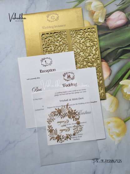 Semi Box Hindu Muslim Christian Sikh Laser Cut Colored invitation Cards SN-115