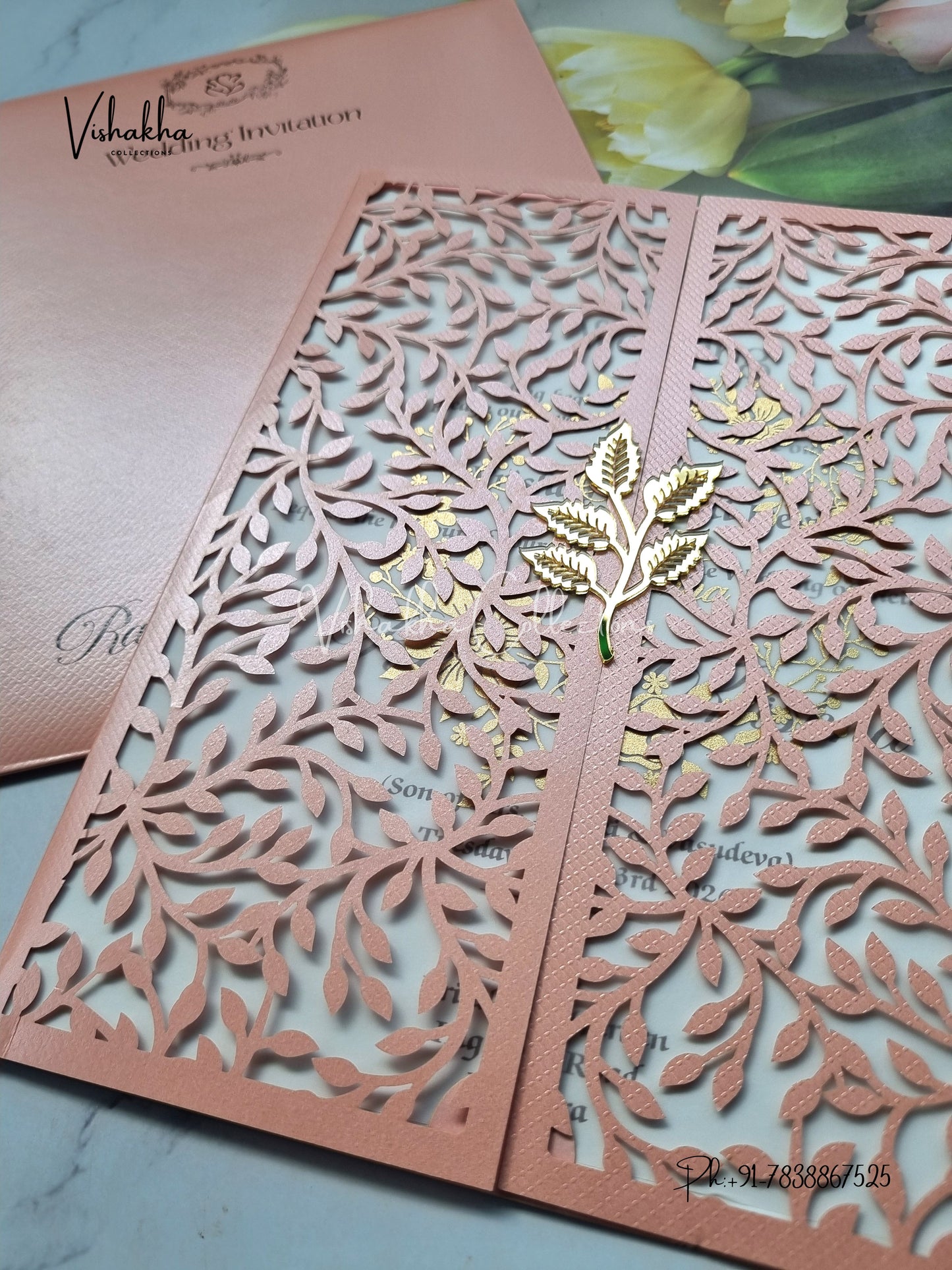 Semi Box Hindu Muslim Christian Sikh Laser Cut Colored invitation Cards SN-116