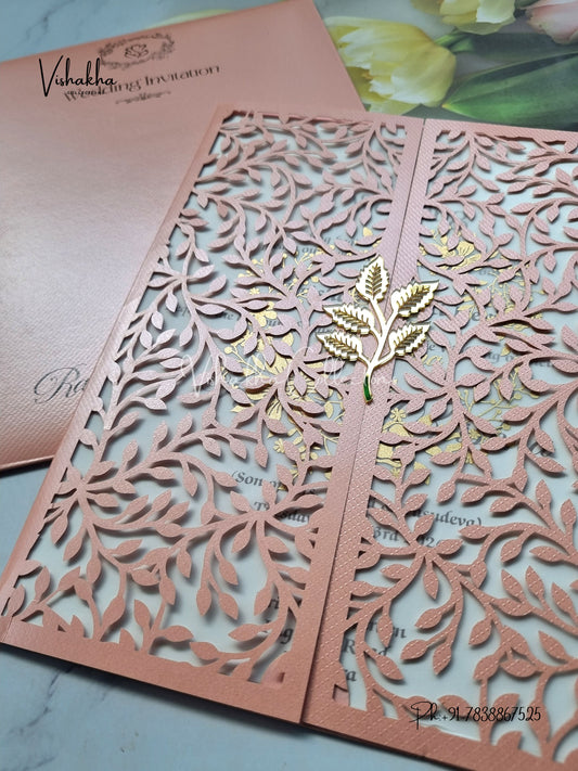 Semi Box Hindu Muslim Christian Sikh Laser Cut Colored invitation Cards SN-116