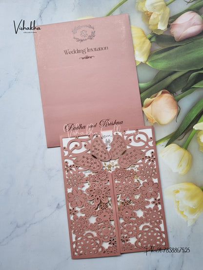 Semi Box Hindu Muslim Christian Sikh Laser Cut Colored invitation Cards SN-117