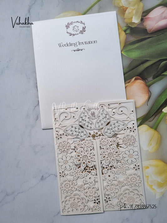 Semi Box Hindu Muslim Christian Sikh Laser Cut Colored invitation Cards SN-118