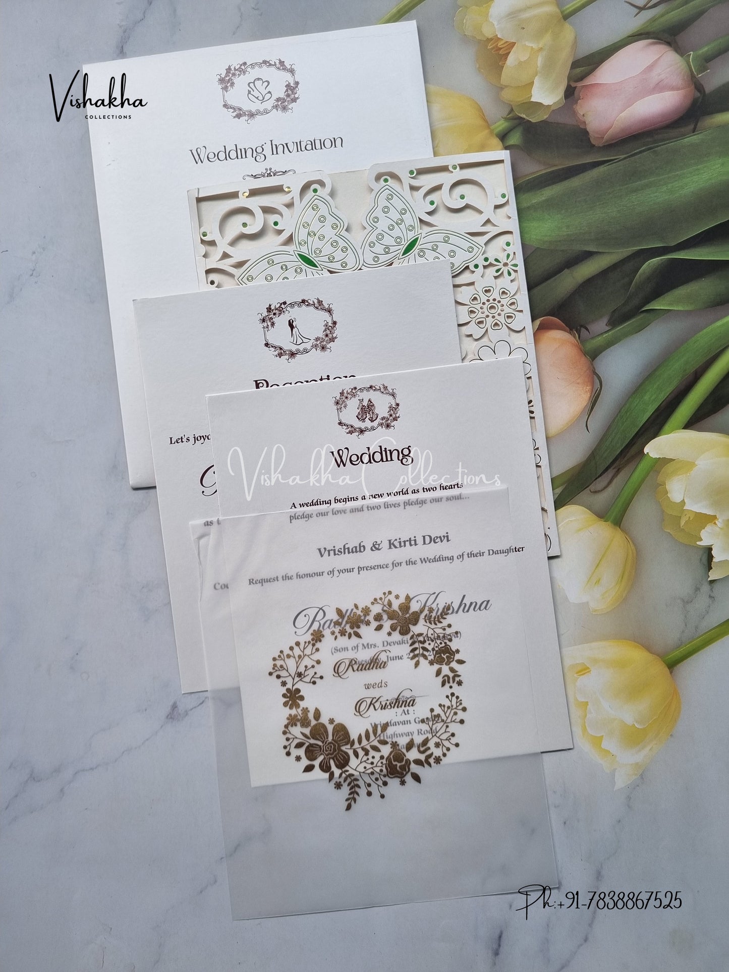 Semi Box Hindu Muslim Christian Sikh Laser Cut Colored invitation Cards SN-118