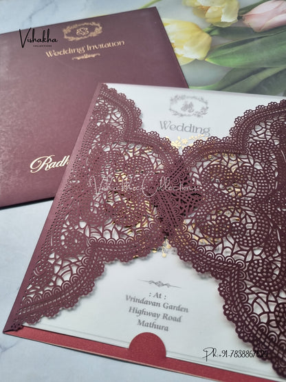 Semi Box Hindu Muslim Christian Sikh Laser Cut Colored invitation Cards SN-119