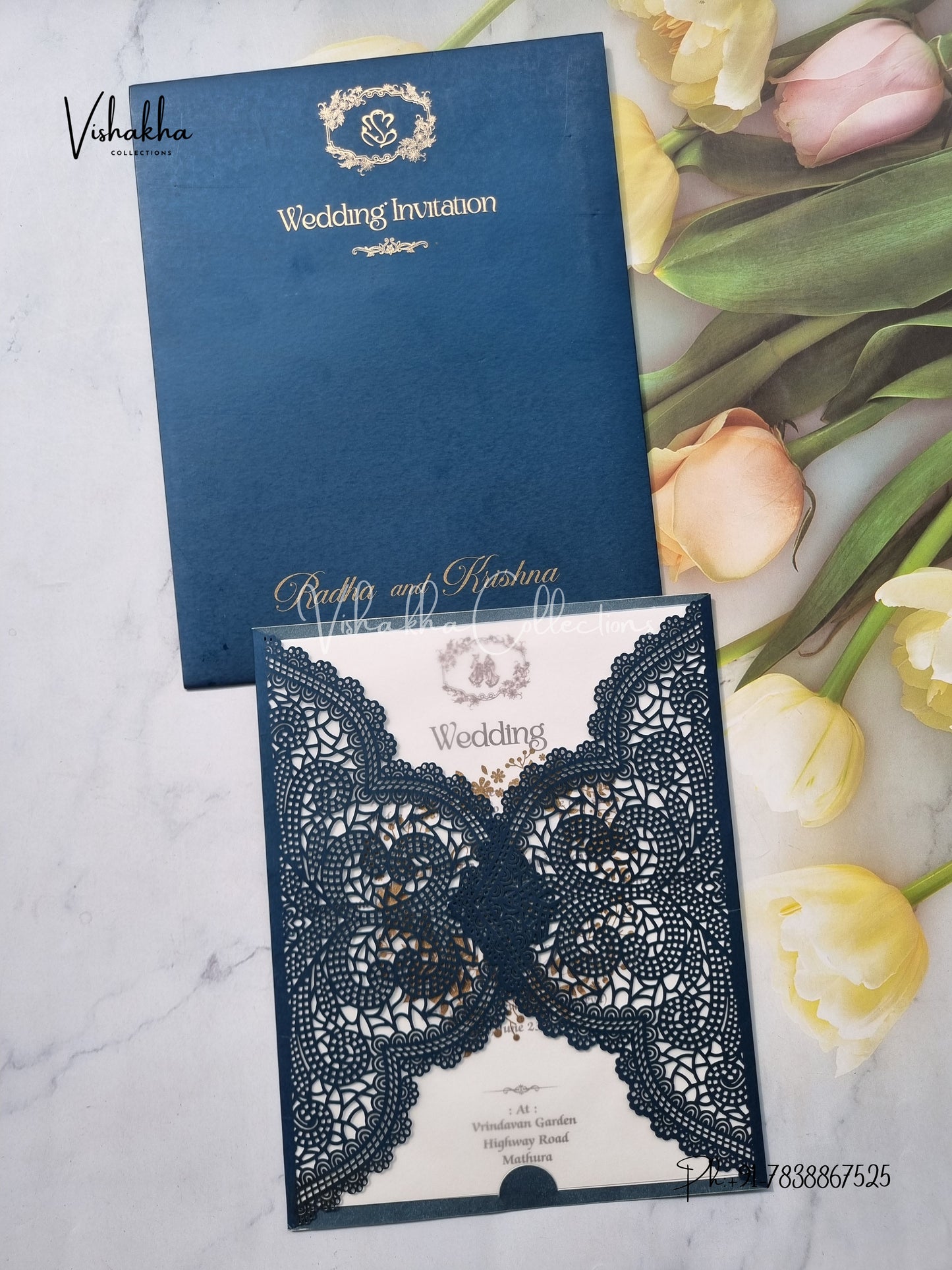 Semi Box Hindu Muslim Christian Sikh Laser Cut Colored invitation Cards SN-120