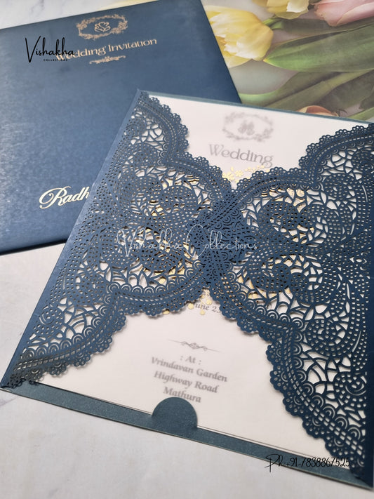 Semi Box Hindu Muslim Christian Sikh Laser Cut Colored invitation Cards SN-120