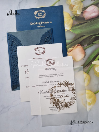 Semi Box Hindu Muslim Christian Sikh Laser Cut Colored invitation Cards SN-120