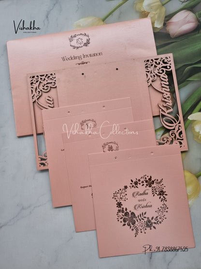 Hindu Muslim Christian Sikh MDF Board Laser Cut Named MDF Laser Cut invitation Cards SN-131