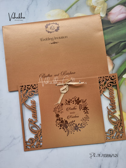 Hindu Muslim Christian Sikh MDF Board Laser Cut Named MDF Laser Cut invitation Cards SN-132