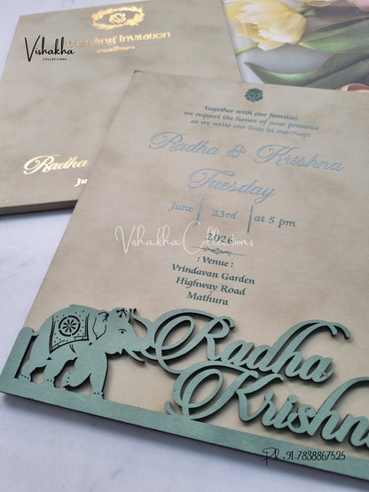 Hathi Hindu Sikh MDF Board Laser Cut Named MDF Laser Cut invitation Cards SN-133