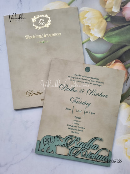 Hathi Hindu Sikh MDF Board Laser Cut Named MDF Laser Cut invitation Cards SN-133