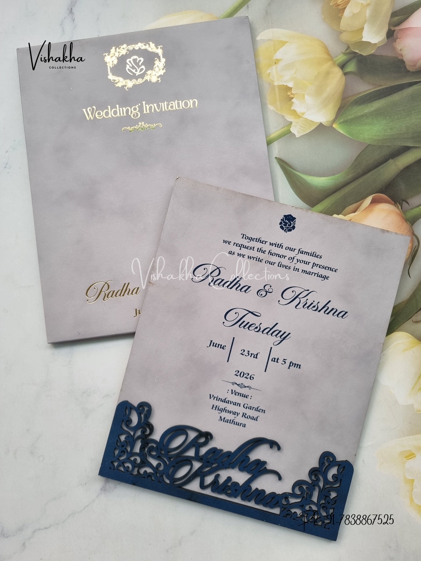 Hindu Muslim Christian Sikh MDF Board Laser Cut Named MDF Laser Cut invitation Cards SN-134