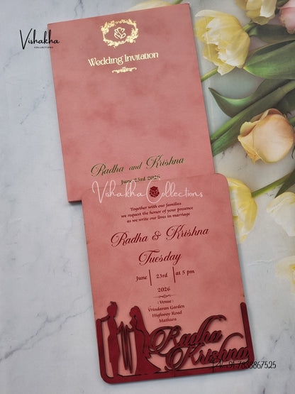 Dulah Dulhan Hindu Sikh MDF Board Laser Cut Named MDF Laser Cut invitation Cards SN-135