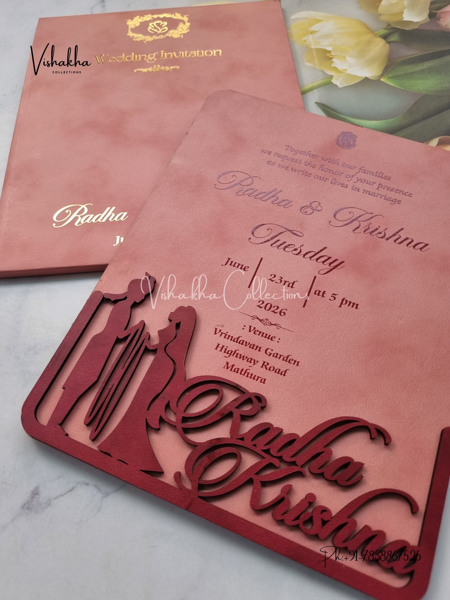 Dulah Dulhan Hindu Sikh MDF Board Laser Cut Named MDF Laser Cut invitation Cards SN-135