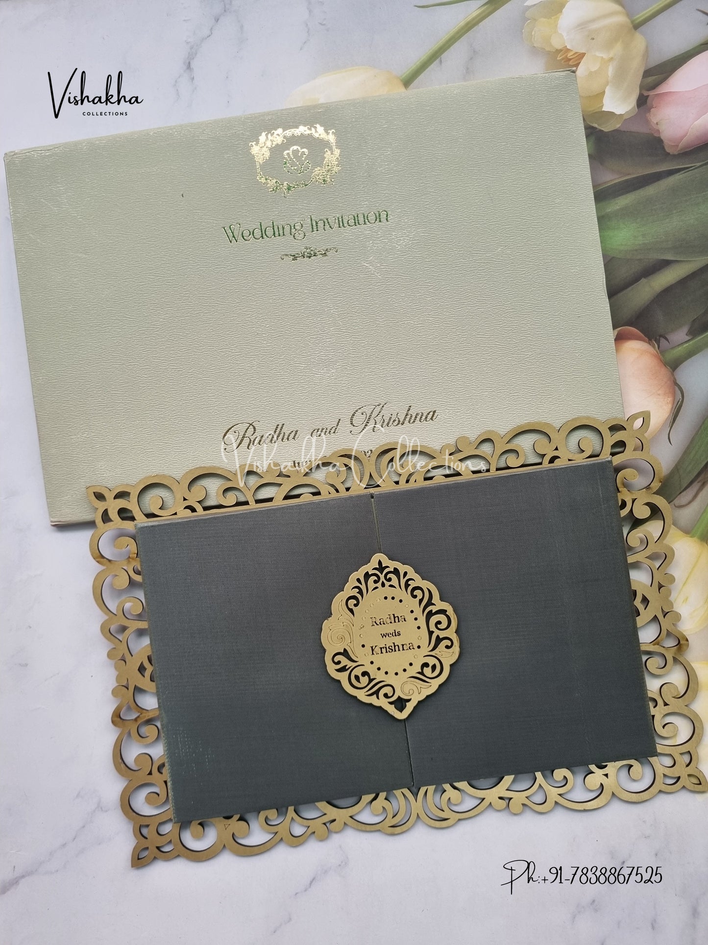 Hindu Muslim Christian Sikh Padded MDF Board Laser Cut invitation Cards SN-136