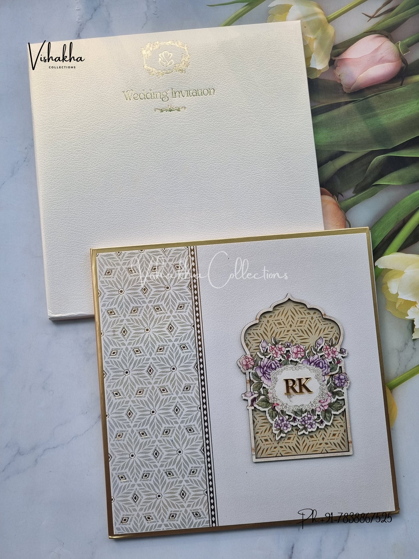 Hindu Muslim Christian Sikh Padded MDF Board Laser Cut Colored invitation Cards SN-143