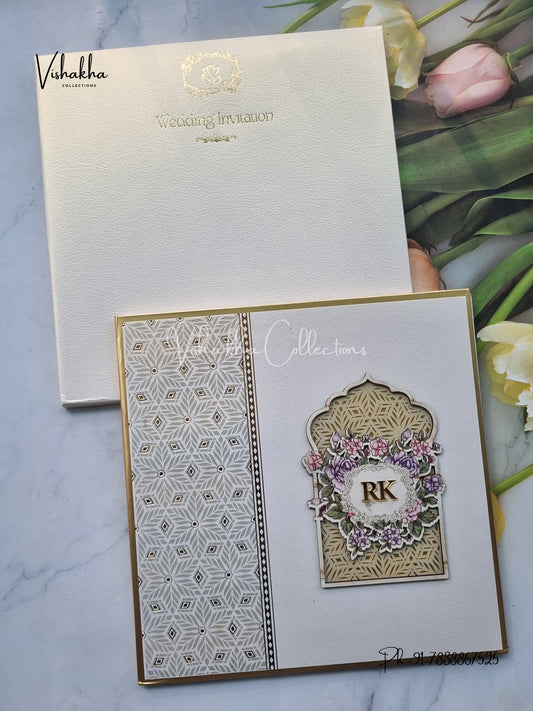 Hindu Muslim Christian Sikh Padded MDF Board Laser Cut Colored invitation Cards SN-143