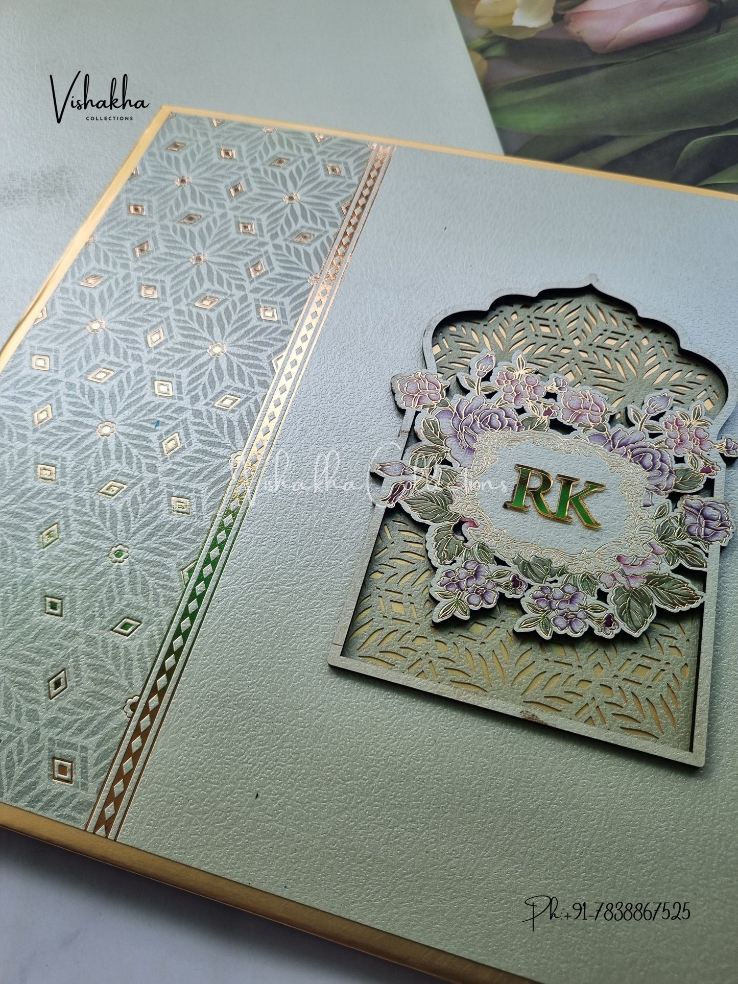 Hindu Muslim Christian Sikh Padded MDF Board Laser Cut Colored invitation Cards SN-144