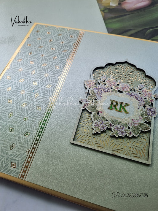 Hindu Muslim Christian Sikh Padded MDF Board Laser Cut Colored invitation Cards SN-144