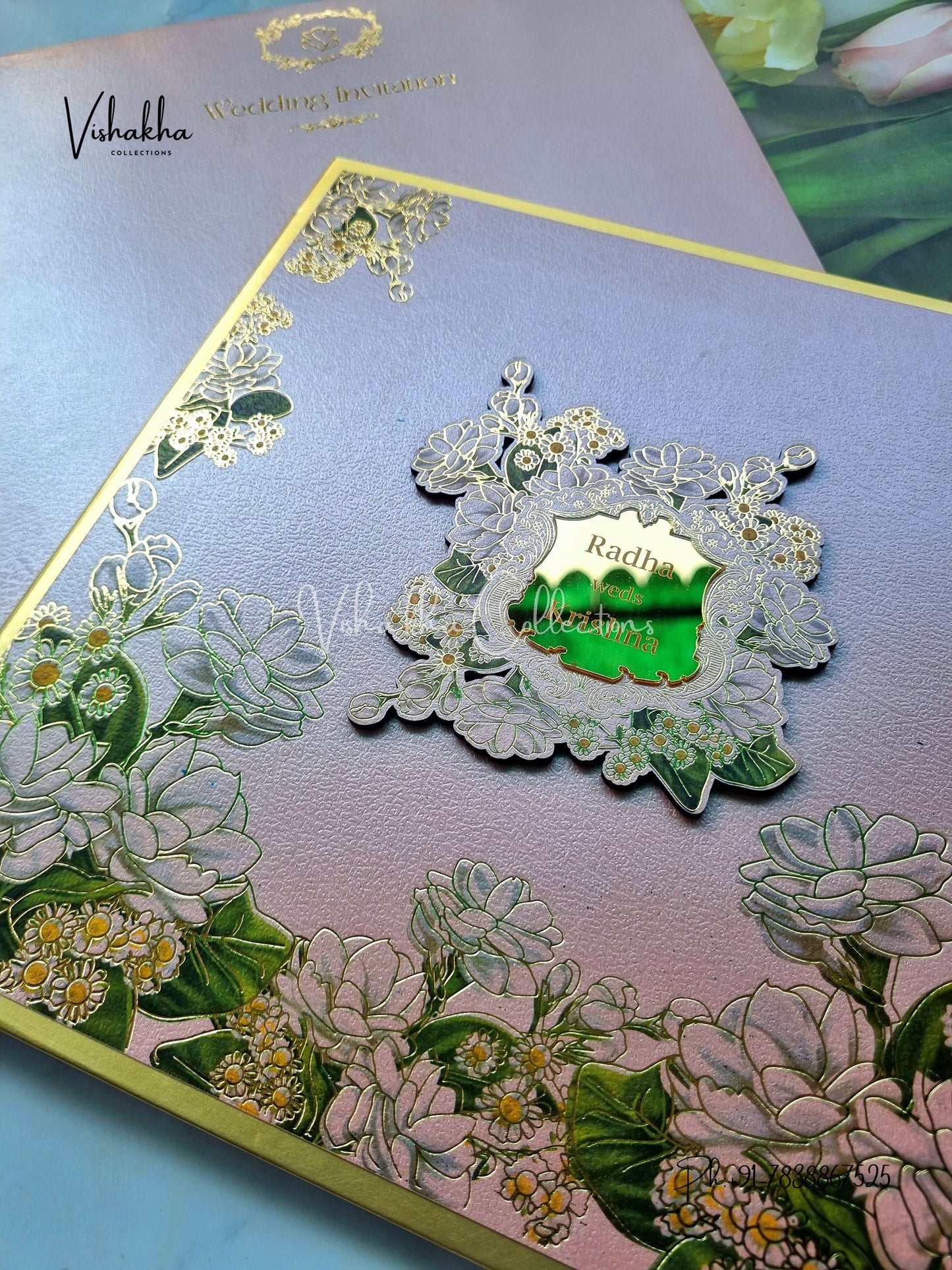 Hindu Muslim Christian Sikh Padded MDF Board Laser Cut Colored invitation Cards SN-146