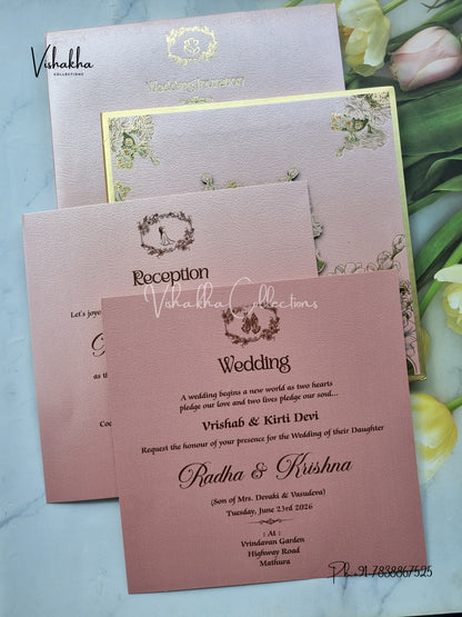 Hindu Muslim Christian Sikh Padded MDF Board Laser Cut Colored invitation Cards SN-146