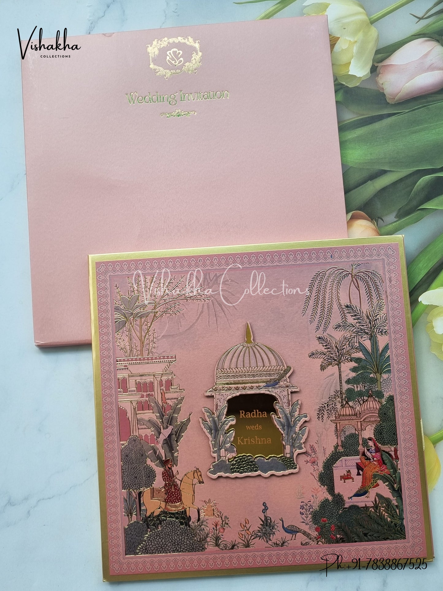 Peacock Hindu Sikh Padded MDF Board Laser Cut Colored invitation Cards SN-147