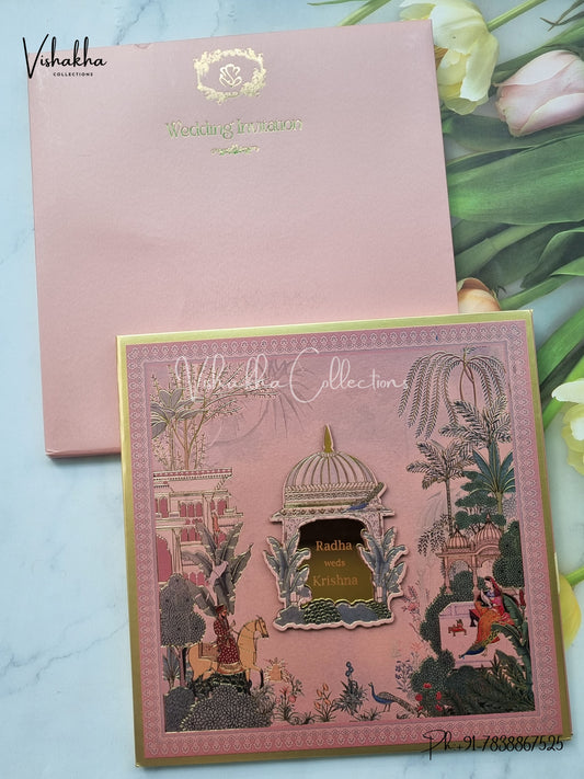 Peacock Hindu Sikh Padded MDF Board Laser Cut Colored invitation Cards SN-147