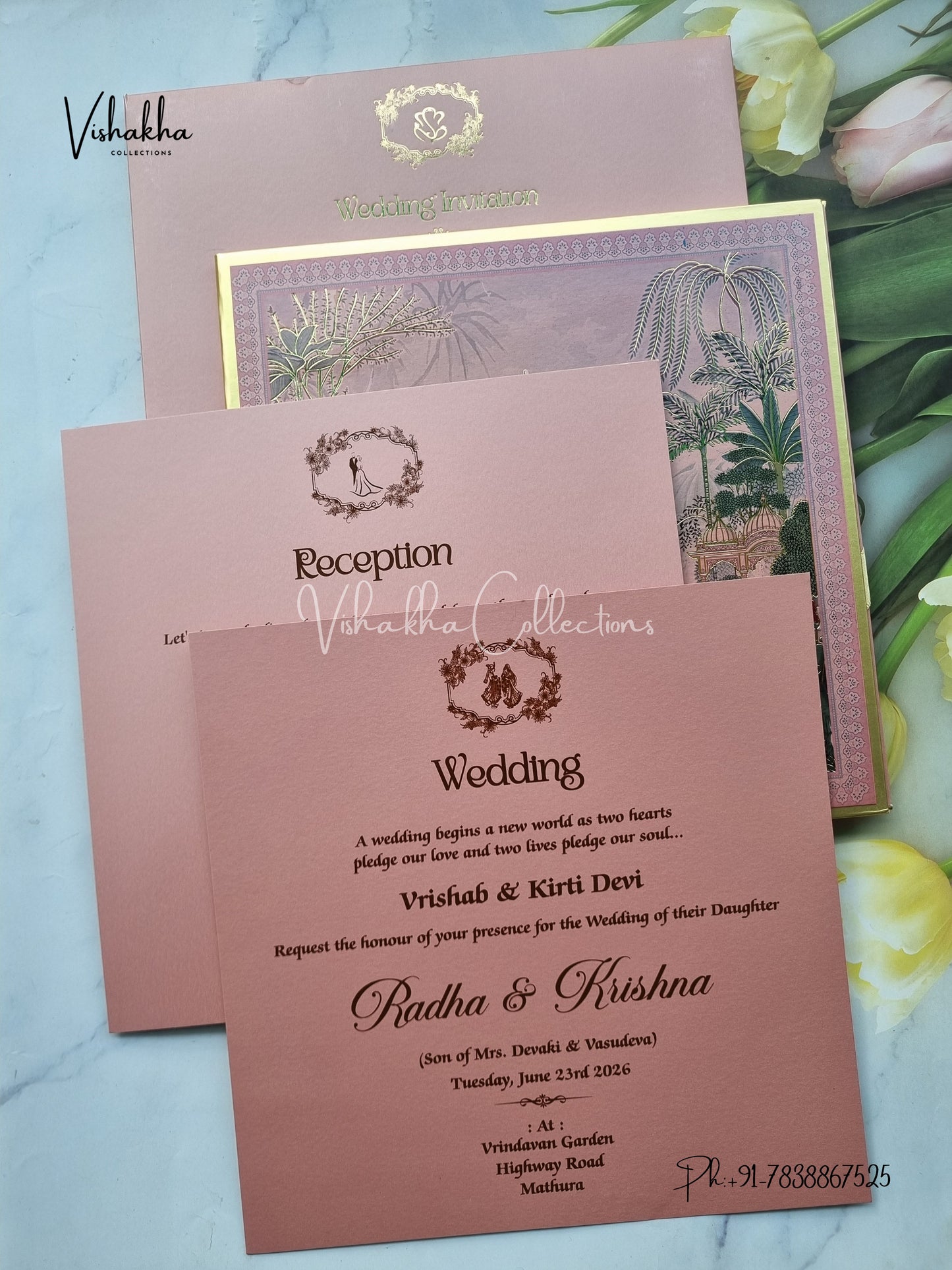 Peacock Hindu Sikh Padded MDF Board Laser Cut Colored invitation Cards SN-147