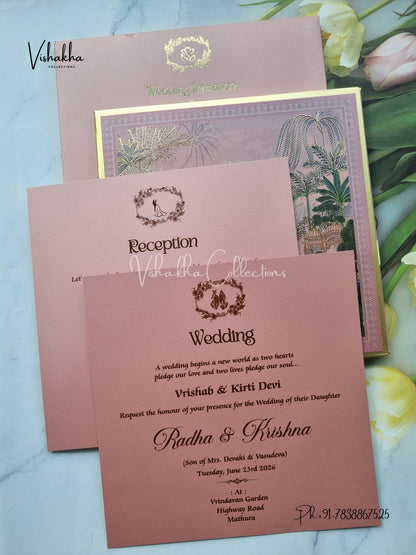 Peacock Hindu Sikh Padded MDF Board Laser Cut Colored invitation Cards SN-147