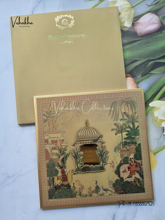 Peacock Hindu Sikh Padded MDF Board Laser Cut Colored invitation Cards SN-148