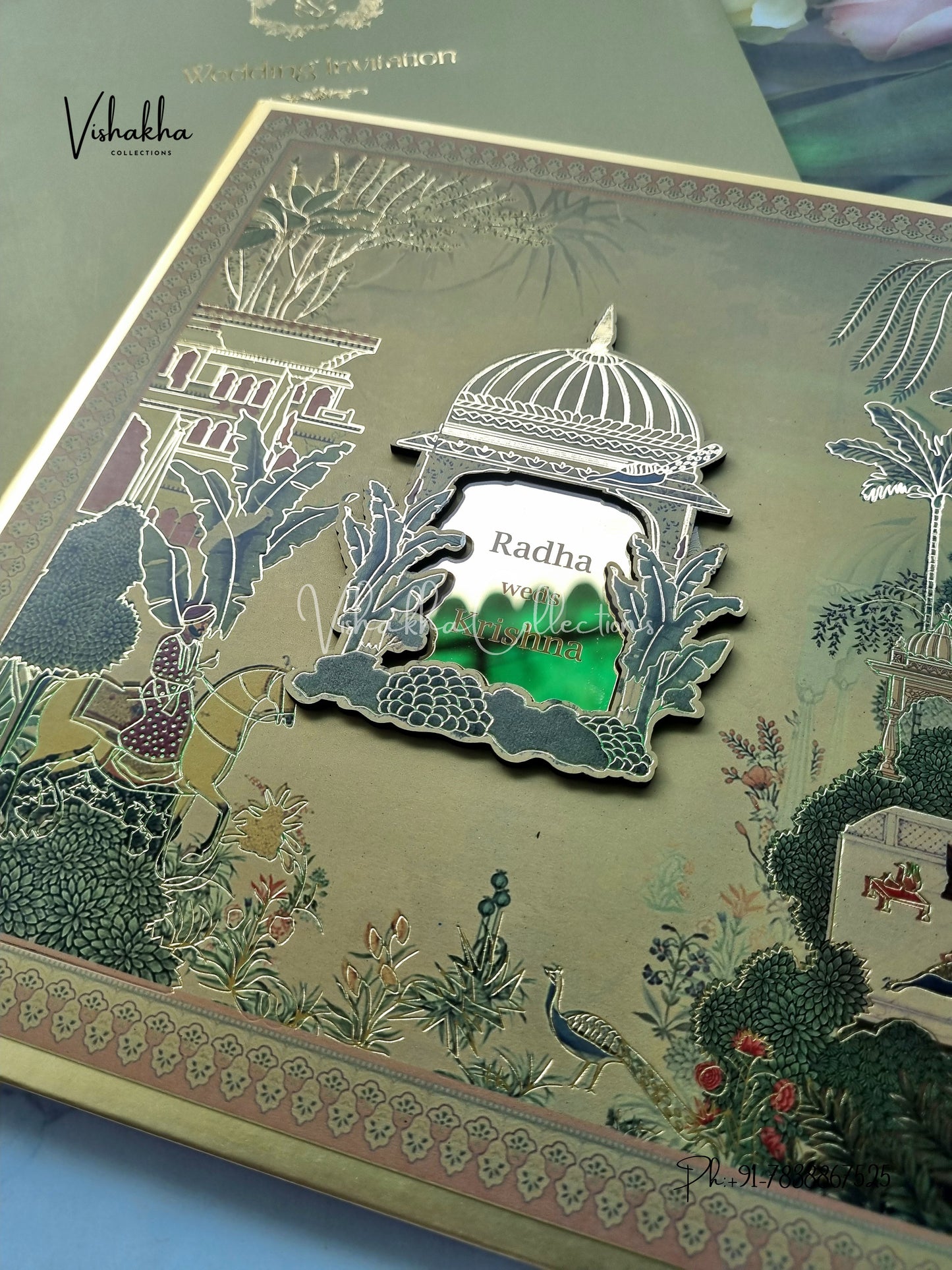 Peacock Hindu Sikh Padded MDF Board Laser Cut Colored invitation Cards SN-148