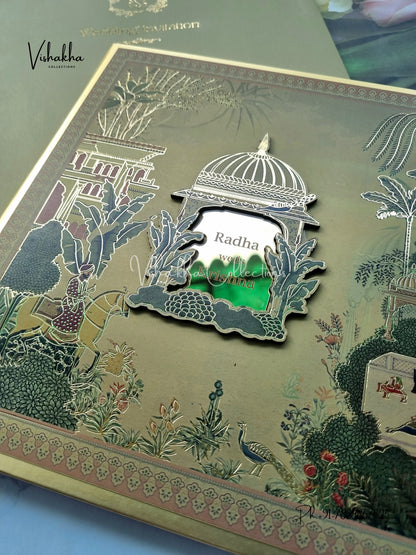 Peacock Hindu Sikh Padded MDF Board Laser Cut Colored invitation Cards SN-148