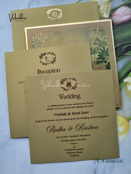 Peacock Hindu Sikh Padded MDF Board Laser Cut Colored invitation Cards SN-148