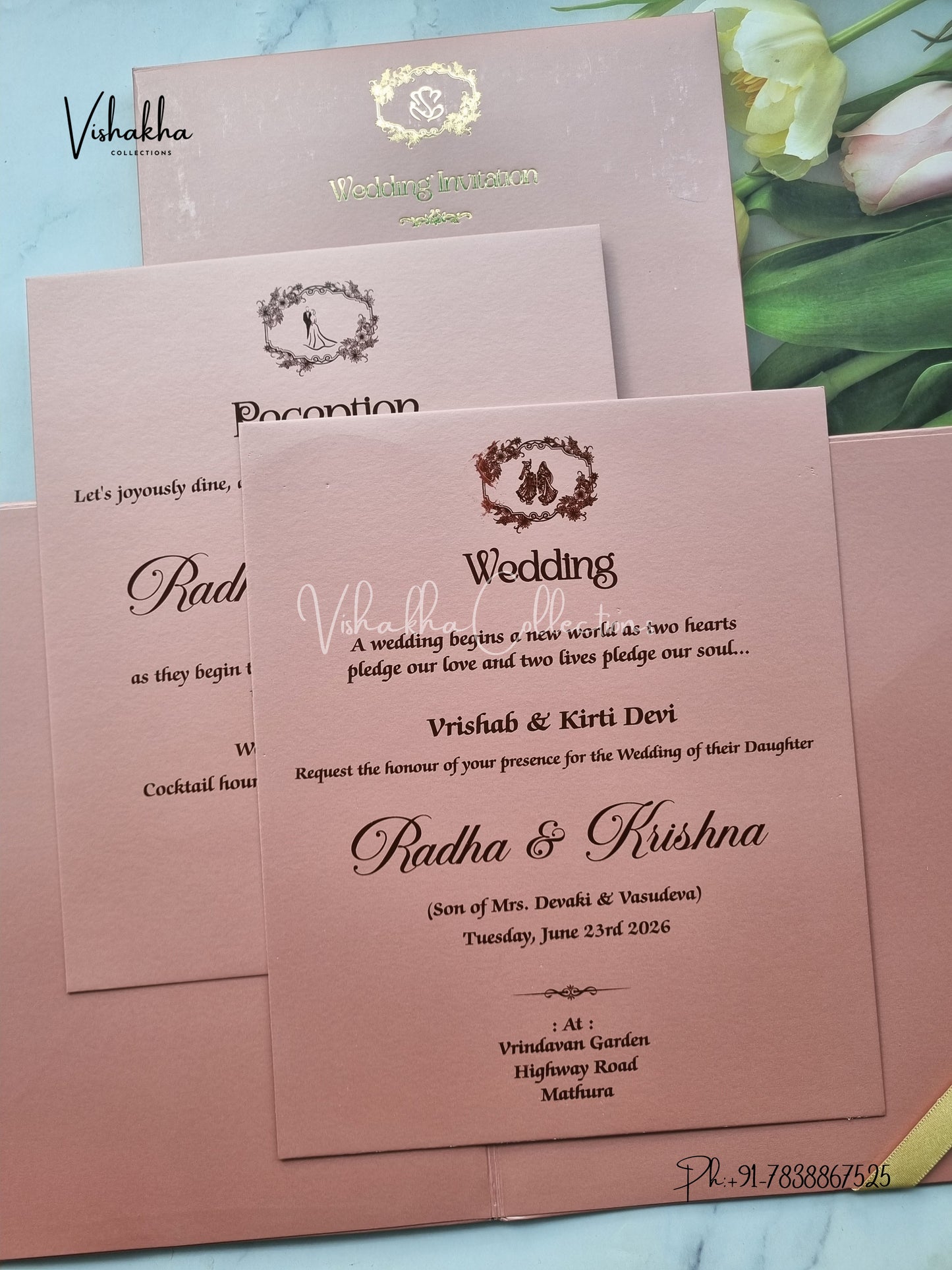 Peacock Hindu Sikh Padded MDF Board Laser Cut invitation Cards SN-149