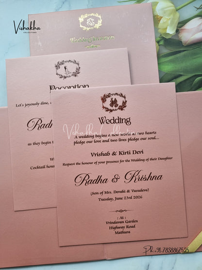 Peacock Hindu Sikh Padded MDF Board Laser Cut invitation Cards SN-149