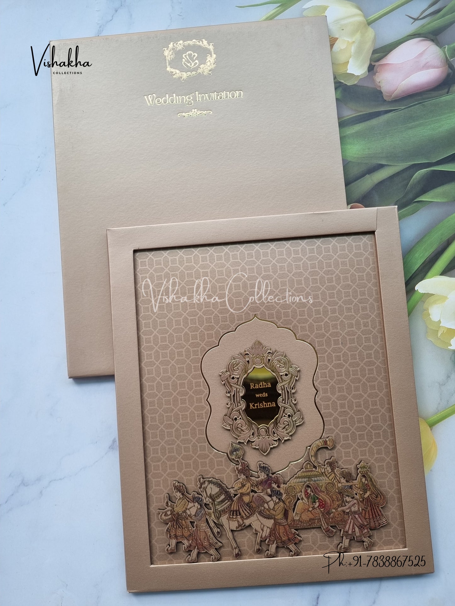 Barat Hindu Sikh Padded MDF Board Laser Cut invitation Cards SN-151