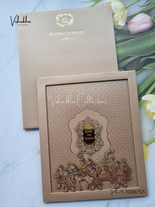 Barat Hindu Sikh Padded MDF Board Laser Cut invitation Cards SN-151