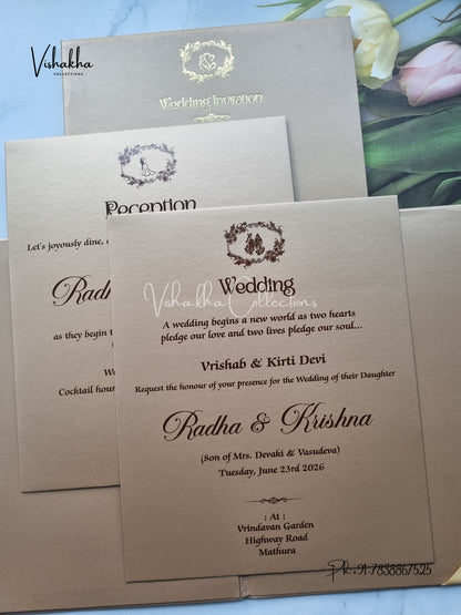 Barat Hindu Sikh Padded MDF Board Laser Cut invitation Cards SN-151