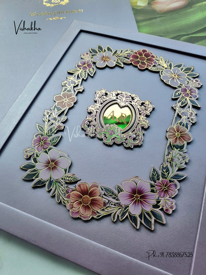 Flower Hindu Muslim Christian Sikh Padded MDF Board Laser Cut invitation Cards SN-152