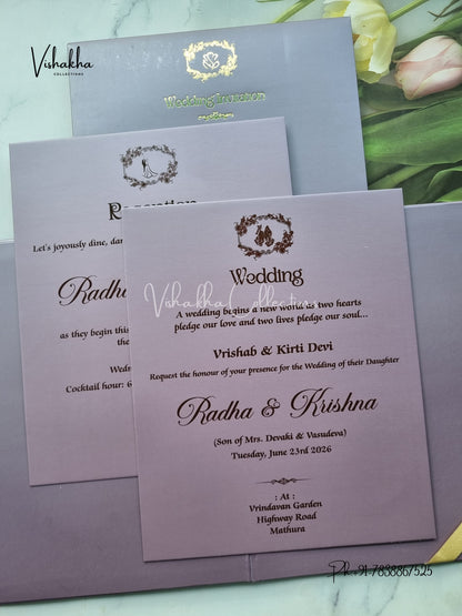 Flower Hindu Muslim Christian Sikh Padded MDF Board Laser Cut invitation Cards SN-152