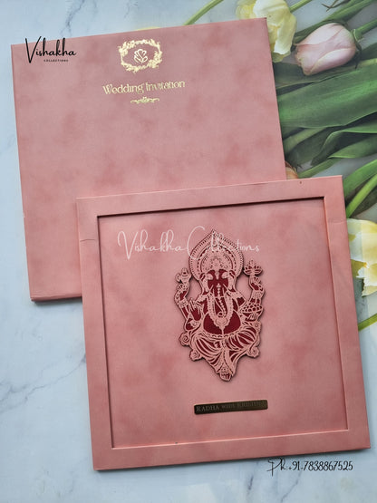 Mandala Hindu Padded MDF Board Laser Cut Colored invitation Cards SN-154