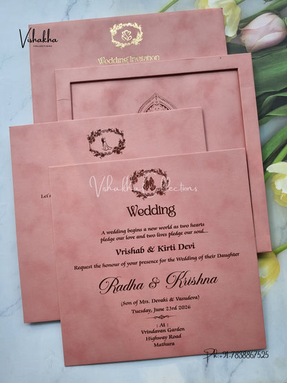 Mandala Hindu Padded MDF Board Laser Cut Colored invitation Cards SN-154